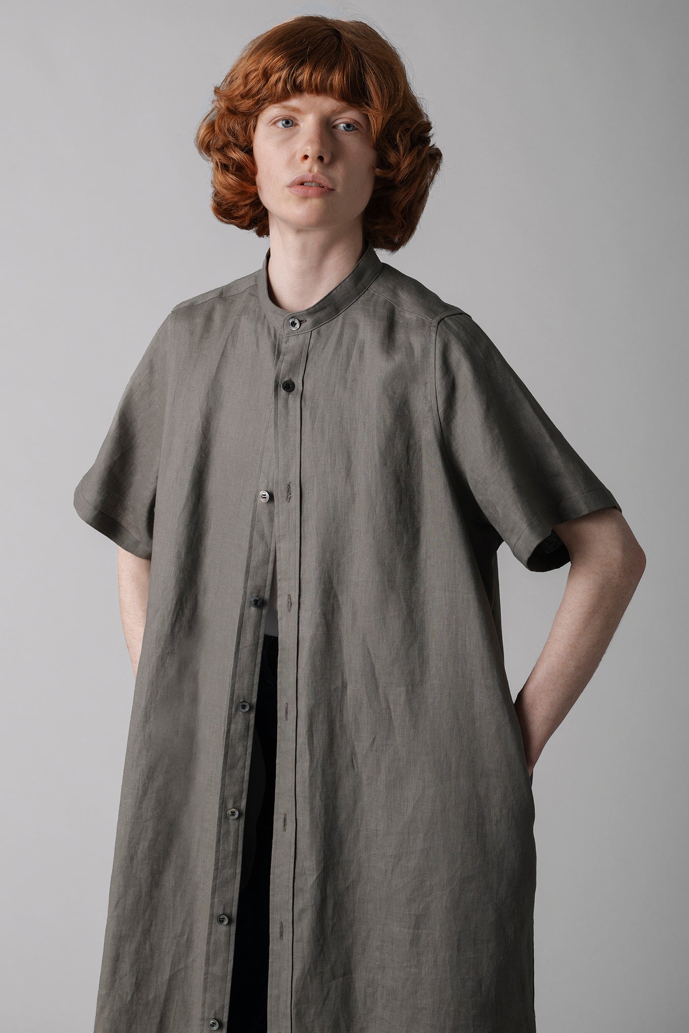 LINEN MAXI SHIRT DRESS