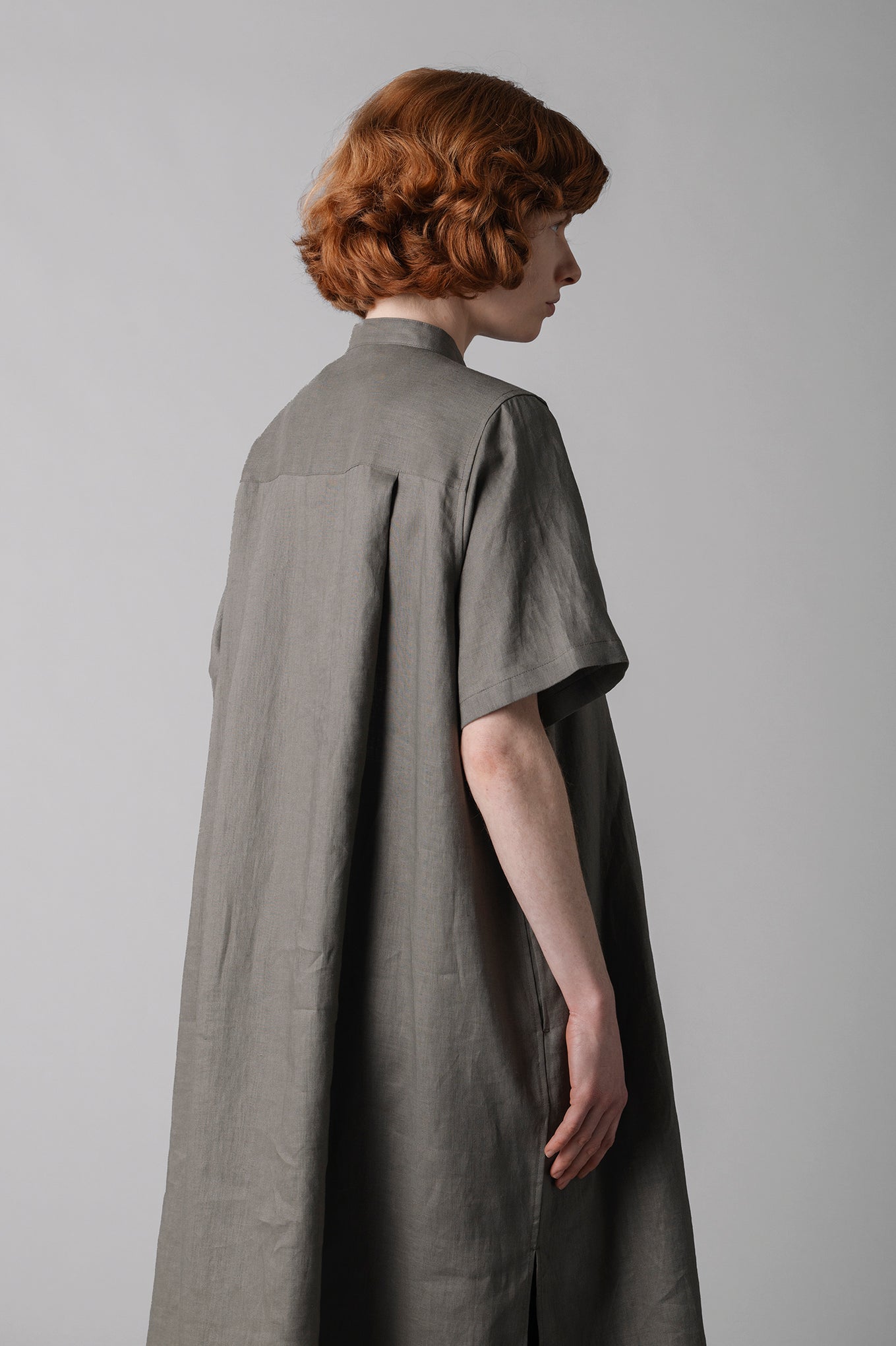 LINEN MAXI SHIRT DRESS