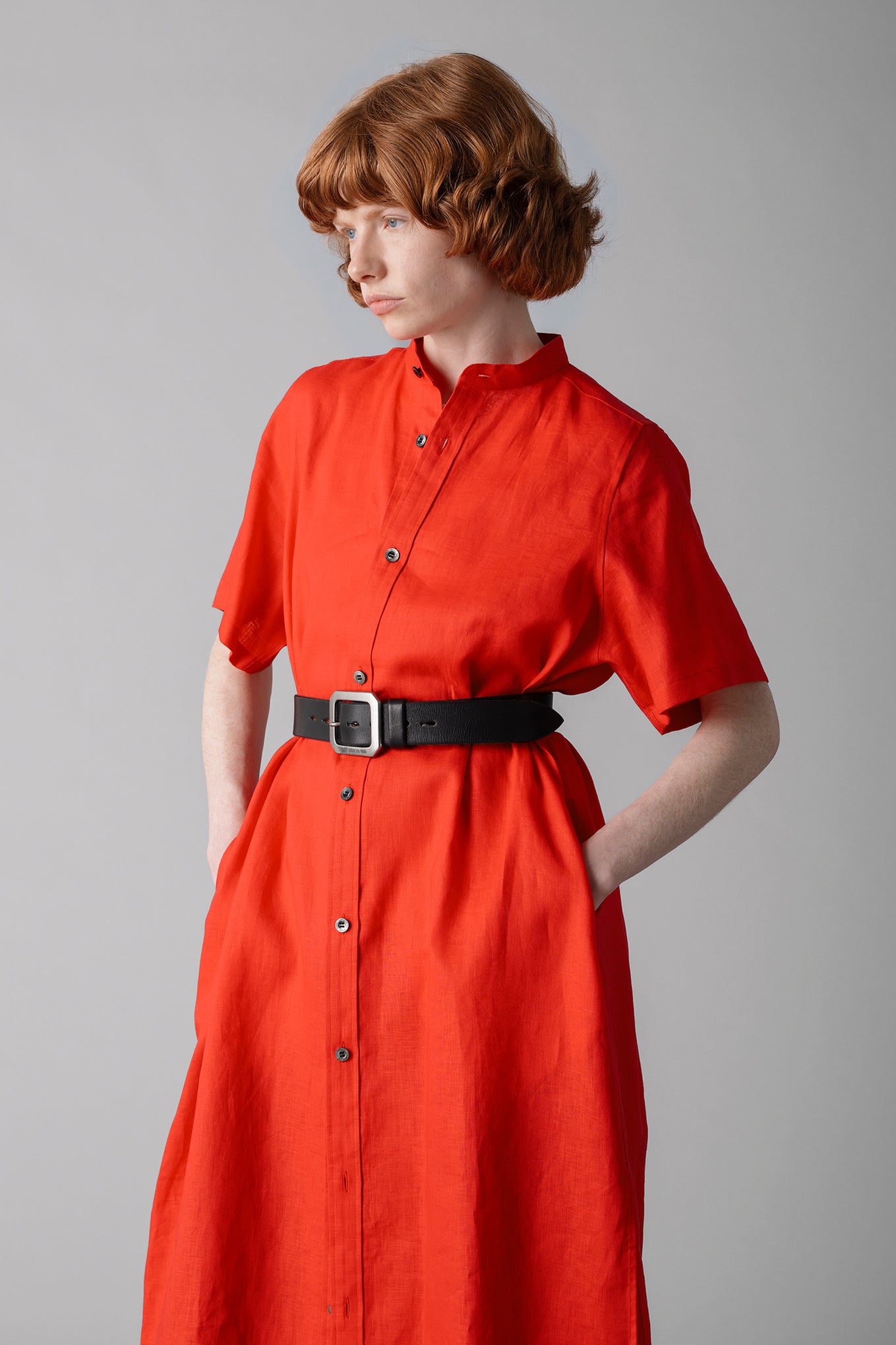 LINEN MAXI SHIRT DRESS