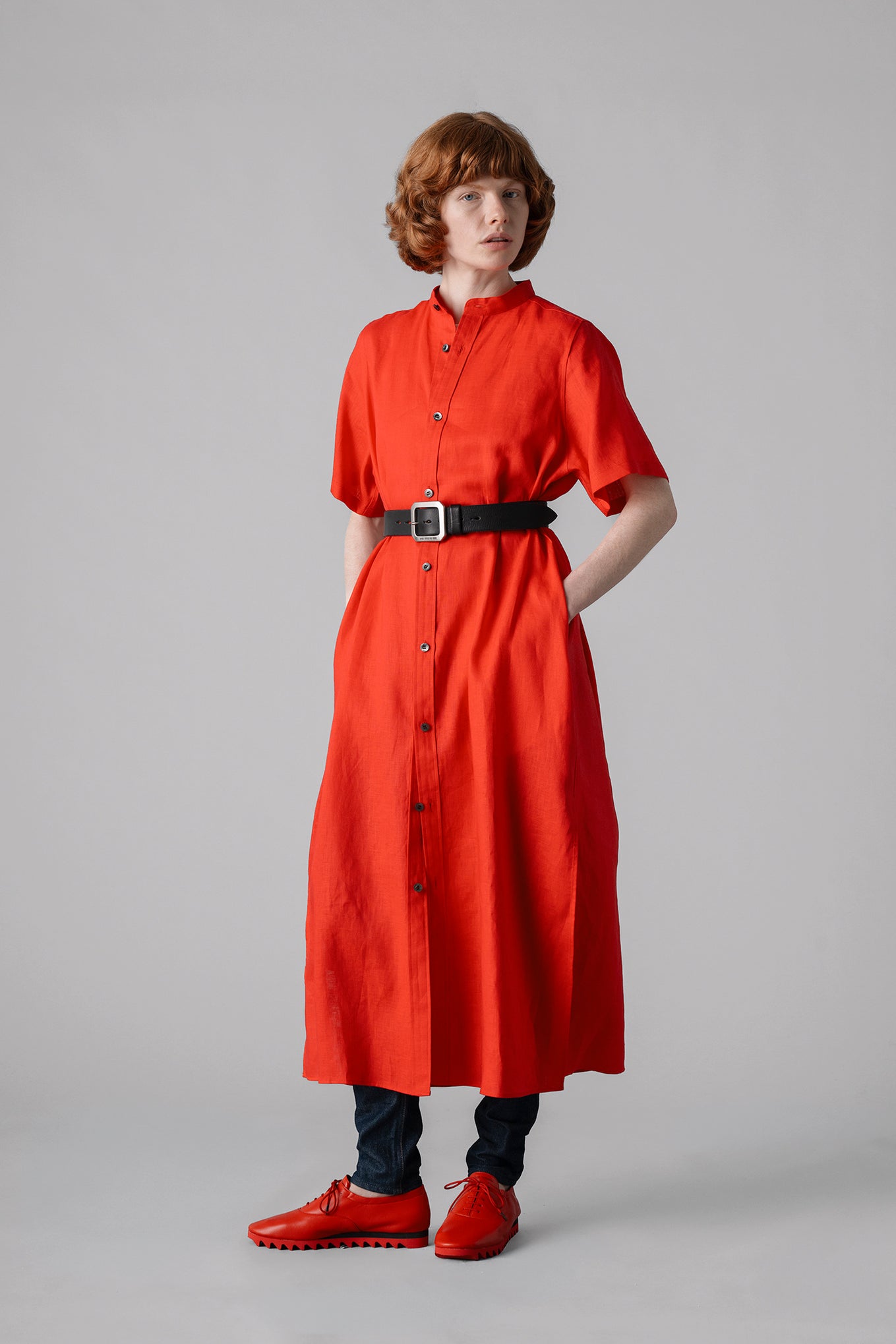 LINEN MAXI SHIRT DRESS