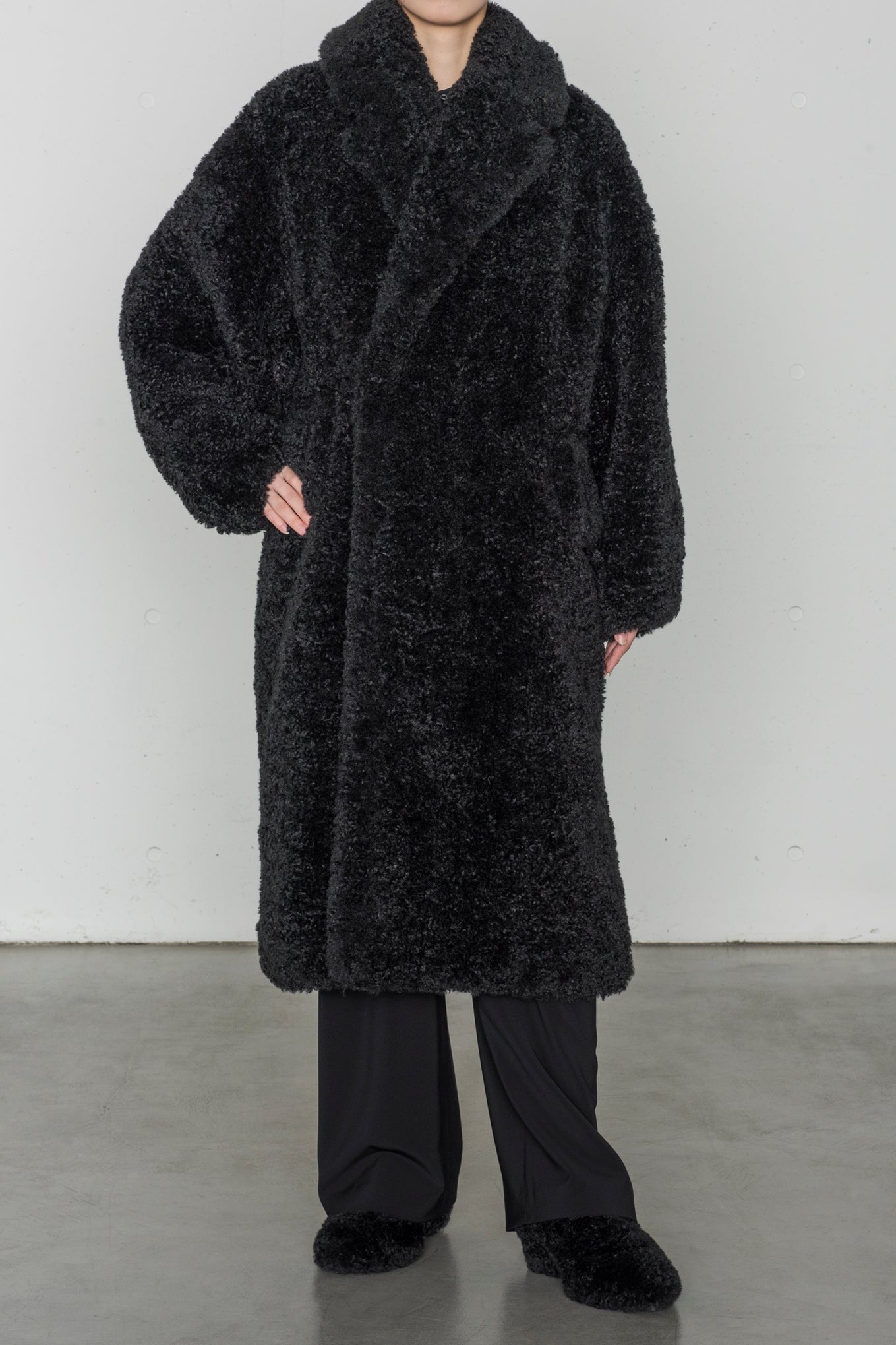FAUX SHEARLING DOUBLE-BREASTED COAT