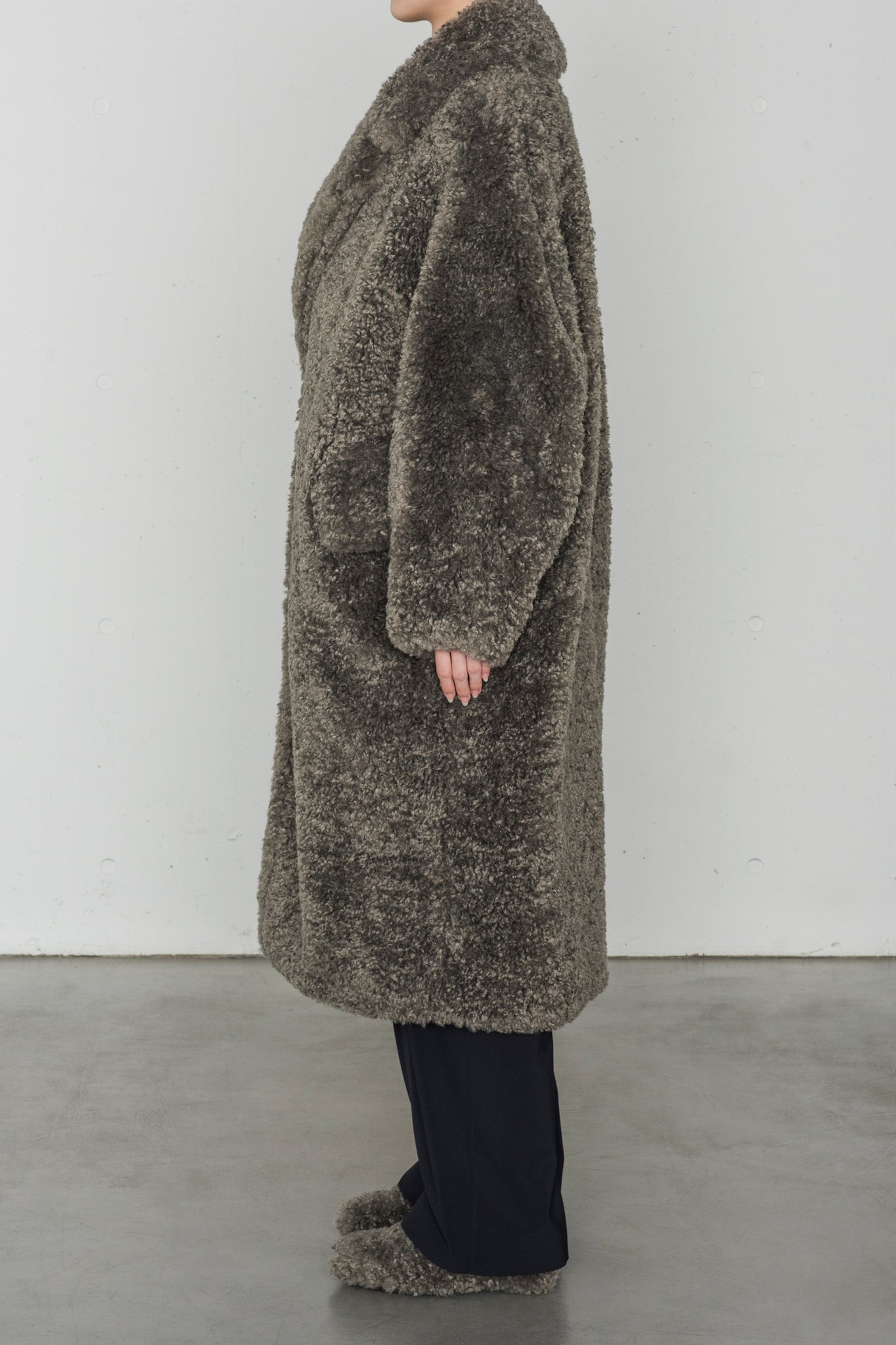 FAUX SHEARLING DOUBLE-BREASTED COAT
